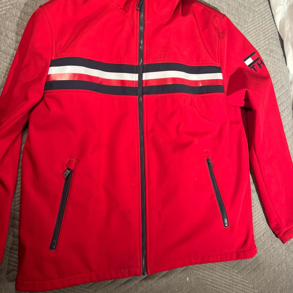 Tommy Hilfiger Red Windbreaker with Stripes